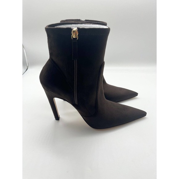 NWT Good American The Icon Bootie Chocolate Brown Suede Heeled Booties Sz 8 - Picture 5 of 9